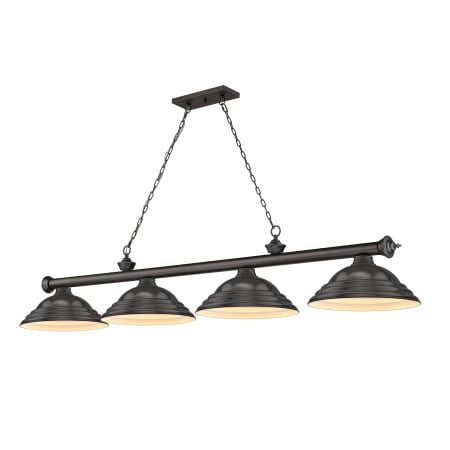 Z-Lite Cordon 4 Light 16" Wide Billiard Chandelier with Bronze Shades Bronze / Bronze