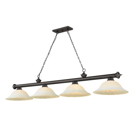 Z-Lite Cordon 4 Light 16" Wide Billiard Chandelier with White Mottle Shades Bronze / White Mottle