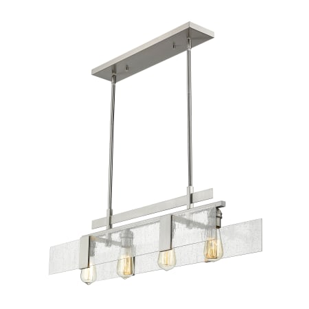 Z-Lite Gantt 4 Light 31-1/2" Wide Linear Chandelier with Seedy Glass Shade and (6) 12", (2) 6", and (2) 3" Downrods Brushed Nickel