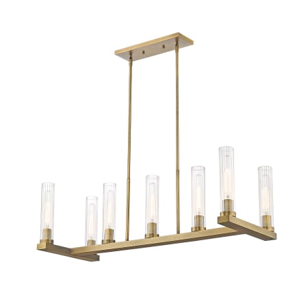 Z-Lite Beau 7 Light 16" Wide Pillar Candle Linear Chandelier Rubbed Brass