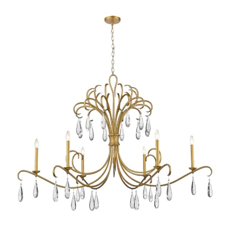 Z-Lite Amara 6 Light 59" Wide Crystal Candle Style Chandelier Gilded Gold