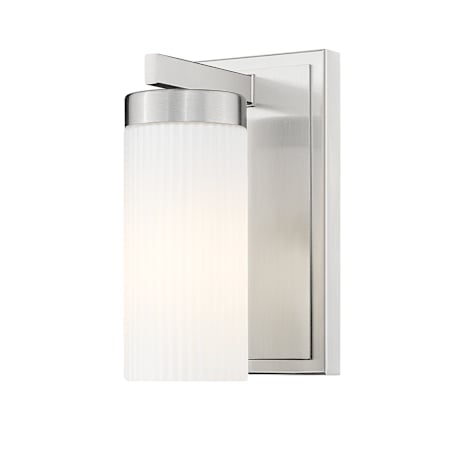 Z-Lite Danica 9" Tall Bathroom Sconce with Ribbed, Frosted Glass Shade Brushed Nickel