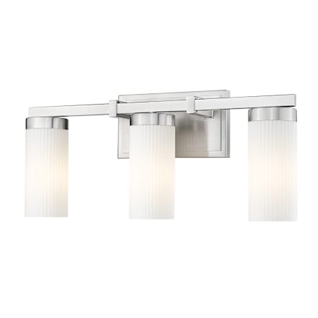 Z-Lite Danica 3 Light 21" Wide Vanity Light with Ribbed, Frosted Glass Shades Brushed Nickel