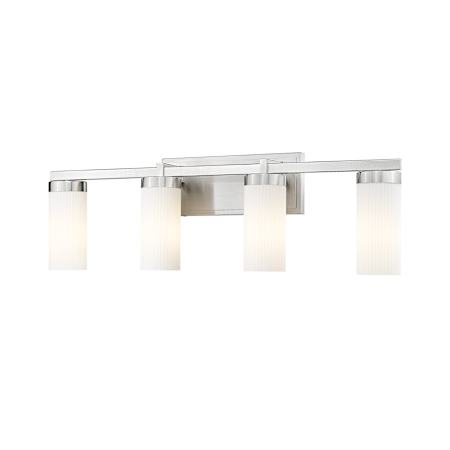Z-Lite Danica 4 Light 30" Wide Vanity Light with Ribbed, Frosted Glass Shades Brushed Nickel