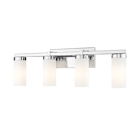 Z-Lite Danica 4 Light 30" Wide Vanity Light with Ribbed, Frosted Glass Shades Chrome