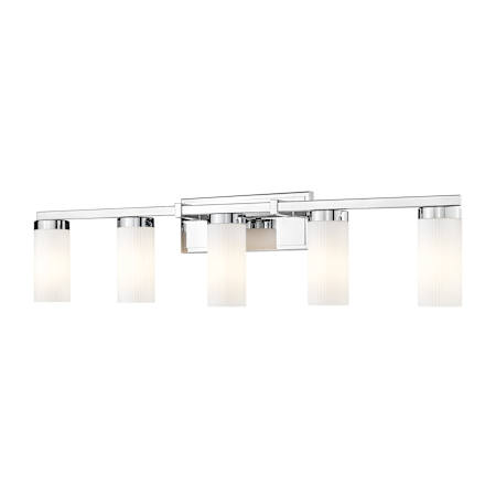 Z-Lite Danica 5 Light 39" Wide Vanity Light with Ribbed, Frosted Glass Shades Chrome