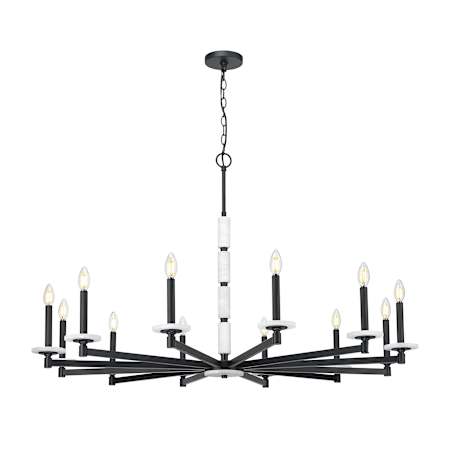 Z-Lite Kaden 12 Light 48" Wide Taper Candle Style Chandelier Matte Black