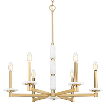 Z-Lite Kaden 6 Light 28" Wide Taper Candle Style Chandelier Modern Gold