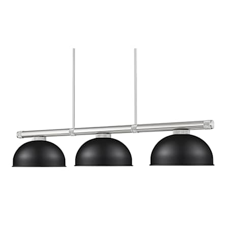 Z-Lite Vanguard 3 Light 13" Wide Linear Pendant with Matte Black Shade Brushed Nickel / Matte Black