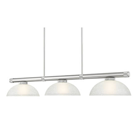 Z-Lite Vanguard 3 Light 14" Wide Linear Pendant with White Linen Shade Brushed Nickel / White Linen