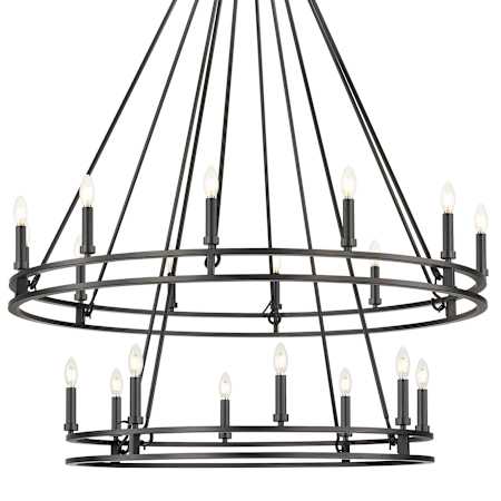 Z-Lite Dennison 20 Light 48" Wide Taper Candle Ring Chandelier Matte Black