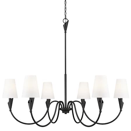 Z-Lite Claudelle 6 Light 46" Wide Chandelier with Fabric Shades Matte Black