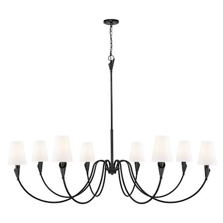 Z-Lite Claudelle 8 Light 65" Wide Chandelier with Fabric Shades Matte Black