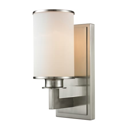 Z-Lite Savannah 1 Light Wall Sconce with Matte Opal Glass Shade Brushed Nickel