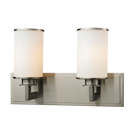 Z-Lite Savannah 2 Light Bathroom Vanity Light with Matte Opal Glass Shade Brushed Nickel