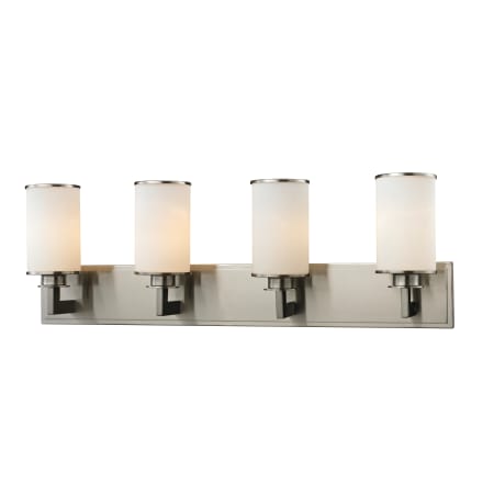Z-Lite Savannah 4 Light Bathroom Vanity Light with Matte Opal Glass Shade Brushed Nickel