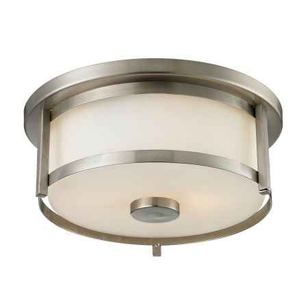 Z-Lite Savannah 2 Light Flushmount Ceiling Fixture with Matte Opal Shade Brushed Nickel
