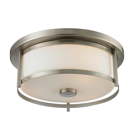 Z-Lite Savannah 2 Light Flushmount Ceiling Fixture with Matte Opal Shade Brushed Nickel