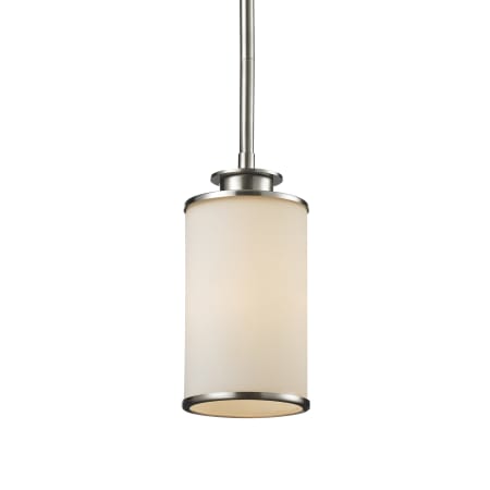 Z-Lite Savannah 1 Light Mini Pendant with Matte Opal Shade Brushed Nickel