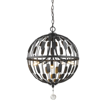 Z-Lite Almet 5 Light Pendant with Clear Globe Crystal Shade Bronze
