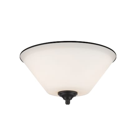 Z-Lite Jarra 2 Light Flush Mount Ceiling Fixture with White Glass Shade Bronze