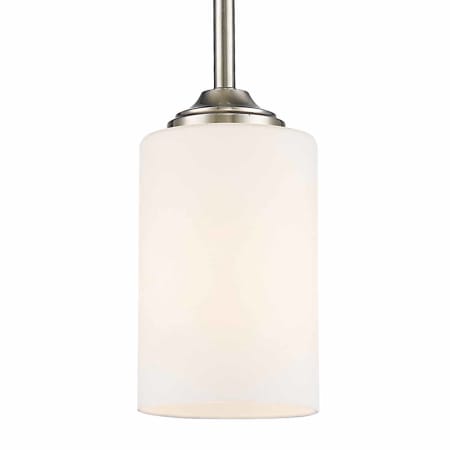 Z-Lite Bordeaux 1 Light Pendant with Matte Opal Glass Shade Brushed Nickel