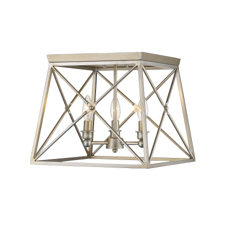 Z-Lite Trestle 3 Light 14" Wide Semi-Flush Ceiling Fixture Antique Silver