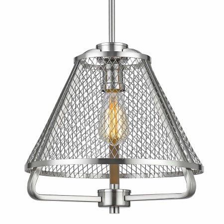 Z-Lite Iuka Single Light 12" Wide Pendant with Wire Mesh Shade Brushed Nickel