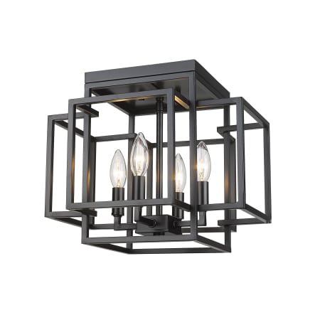 Z-Lite Titania 4 Light 14" Wide Flush Mount Ceiling Fixture Matte Black