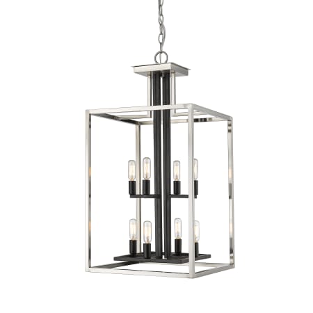 Z-Lite Quadra 8 Light 15" Wide Two Tier Chandelier Brushed Nickel / Black
