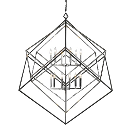 Z-Lite Euclid 12 Light 48" Wide Two Tier Nexted Cube Chandelier Chrome / Matte Black