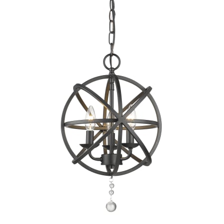 Z-Lite Tull 3 Light 12" Wide Chandelier with Crystal Accent Matte Black