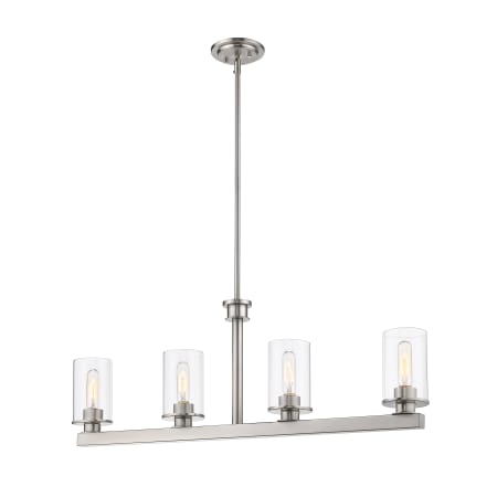 Z-Lite Savannah 4 Light 40" Wide Linear Chandelier with Clear Glass Shades Brushed Nickel