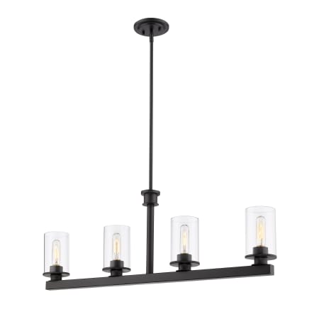 Z-Lite Savannah 4 Light 40" Wide Linear Chandelier with Clear Glass Shades Bronze