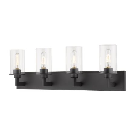 Z-Lite Savannah 4 Light 32" Wide Vanity Light with Clear Glass Shades Bronze