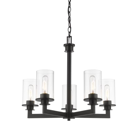 Z-Lite Savannah 5 Light 24" Wide Chandelier with Clear Glass Shades Bronze