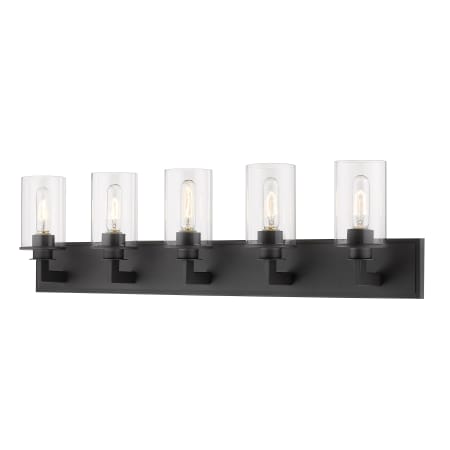 Z-Lite Savannah 5 Light 39" Wide Vanity Light with Clear Glass Shades Bronze