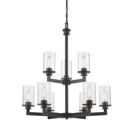 Z-Lite Savannah 9 Light 29" Wide Chandelier with Clear Glass Shades Bronze