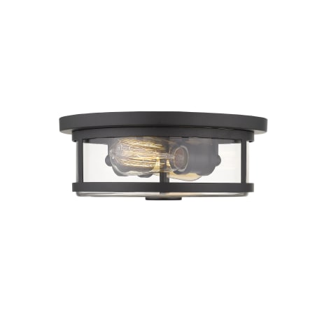 Z-Lite Savannah 2 Light 11" Wide Flush Mount Drum Ceiling Fixture with a Clear Glass Shade Bronze