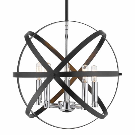 Z-Lite Cavallo 5 Light 18" Wide Globe Chandelier Hammered Black / Chrome