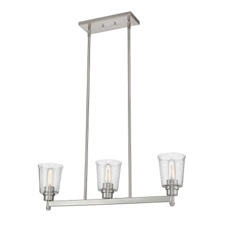 Z-Lite Bohin 3 Light 30" Wide Linear Chandelier with Clear Seedy Glass Shades Brushed Nickel