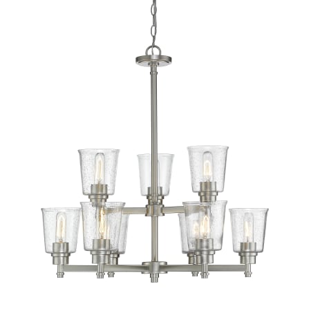 Z-Lite Bohin 9 Light 28" Wide Chandelier with Clear Seedy Glass Shades Brushed Nickel