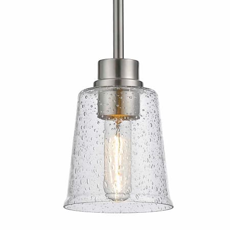 Z-Lite Bohin 5" Wide Pendant with Clear Seedy Glass Shade Brushed Nickel