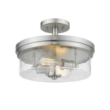Z-Lite Bohin 2 Light 13" Wide Semi-Flush Ceiling Light with Clear Seedy Glass Brushed Nickel