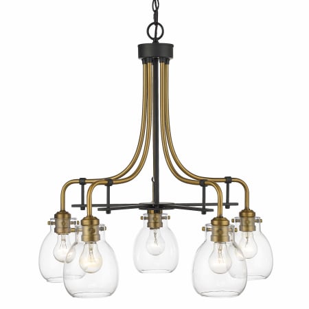 Z-Lite Kraken 5 Light 25" Wide Chandelier Matte Black / Olde Brass