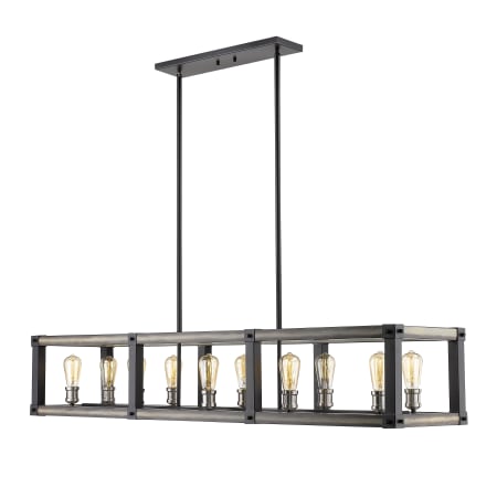 Z-Lite Kirkland 10 Light 56" Wide Faux Wood Linear Chandelier Ashen Barnboard