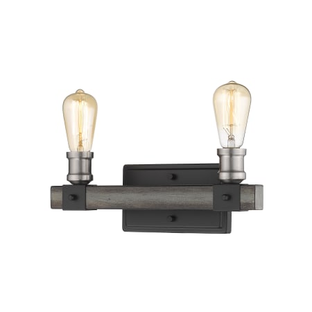 Z-Lite Kirkland 2 Light 14" Wide Faux Wood Bathroom Light Ashen Barnboard