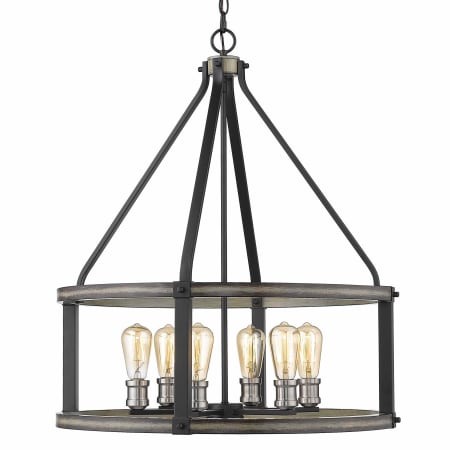 Z-Lite Kirkland 6 Light 25" Wide Faux Wood Drum Chandelier Ashen Barnboard