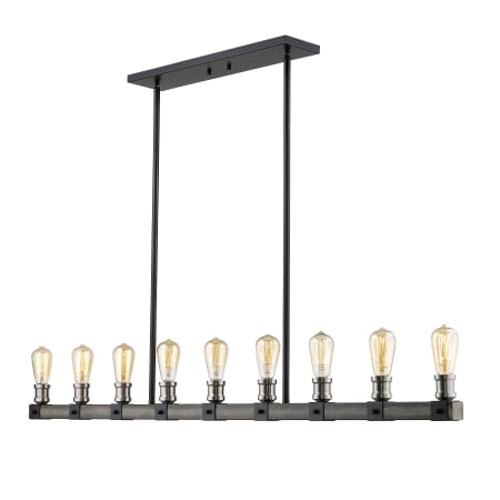 Z-Lite Kirkland 9 Light 56" Wide Faux Wood Linear Chandelier Ashen Barnboard