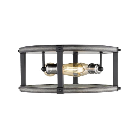 Z-Lite Kirkland 3 Light 16" Wide Flush Mount Faux Wood Ceiling Fixture Ashen Barnboard